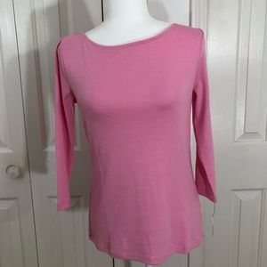 Talbots Quarter Sleeve Pink Cotton Shirt SP New